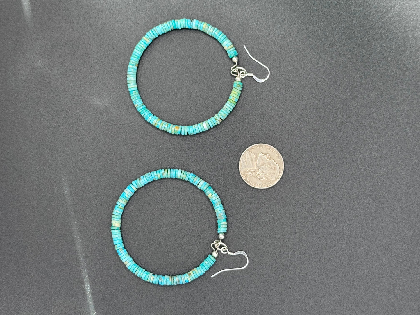 Handmade Turquoise Heishi Hoop Earrings – Authentic Native American Jewelry