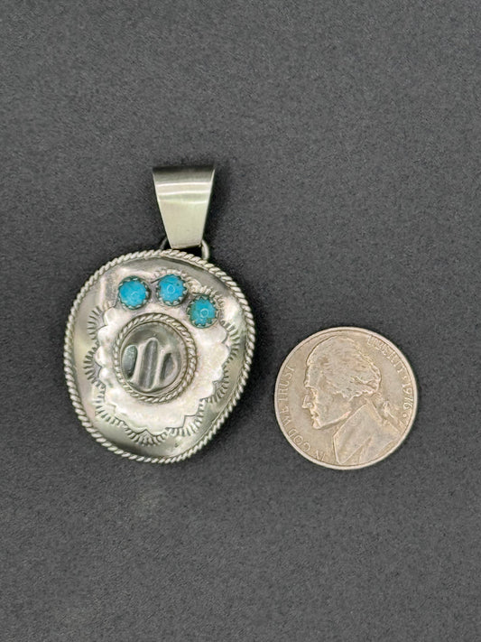 Sterling Silver & Turquoise Hat Pendant – Handcrafted Navajo Jewelry