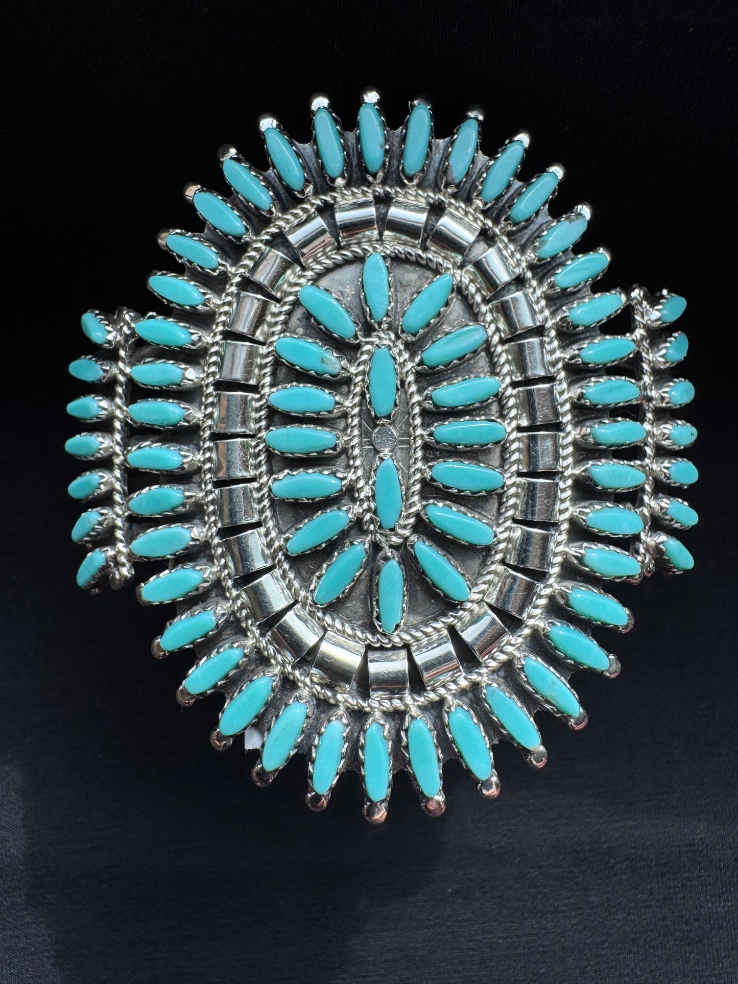 Authentic Navajo Turquoise Cluster Bracelet – Handmade by Nathaniel Nez