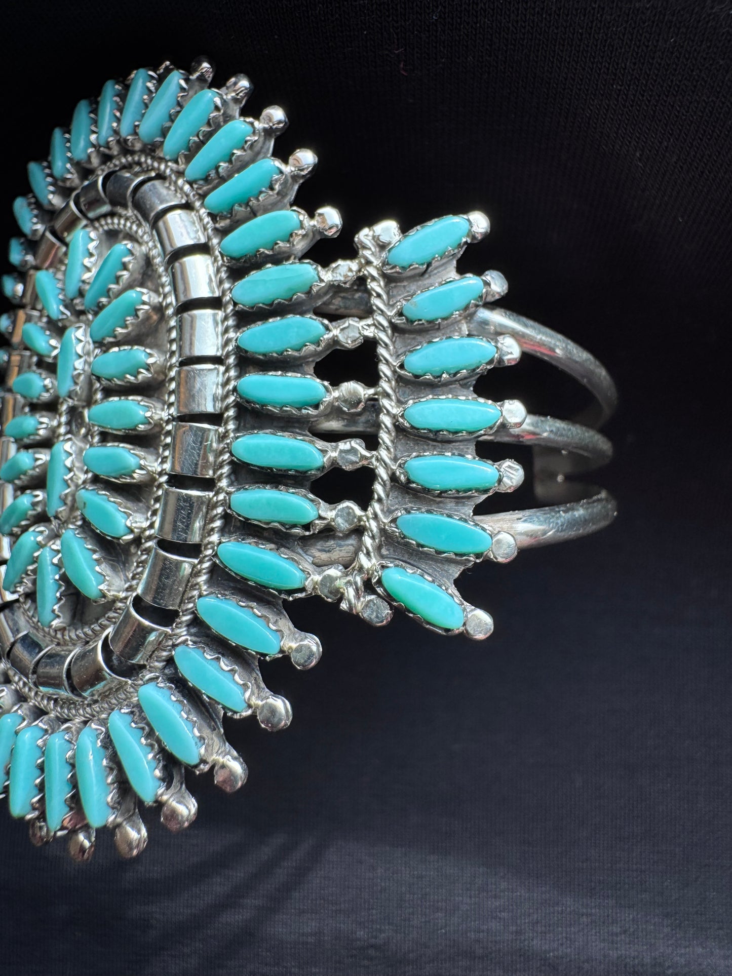 Authentic Navajo Turquoise Cluster Bracelet – Handmade by Nathaniel Nez